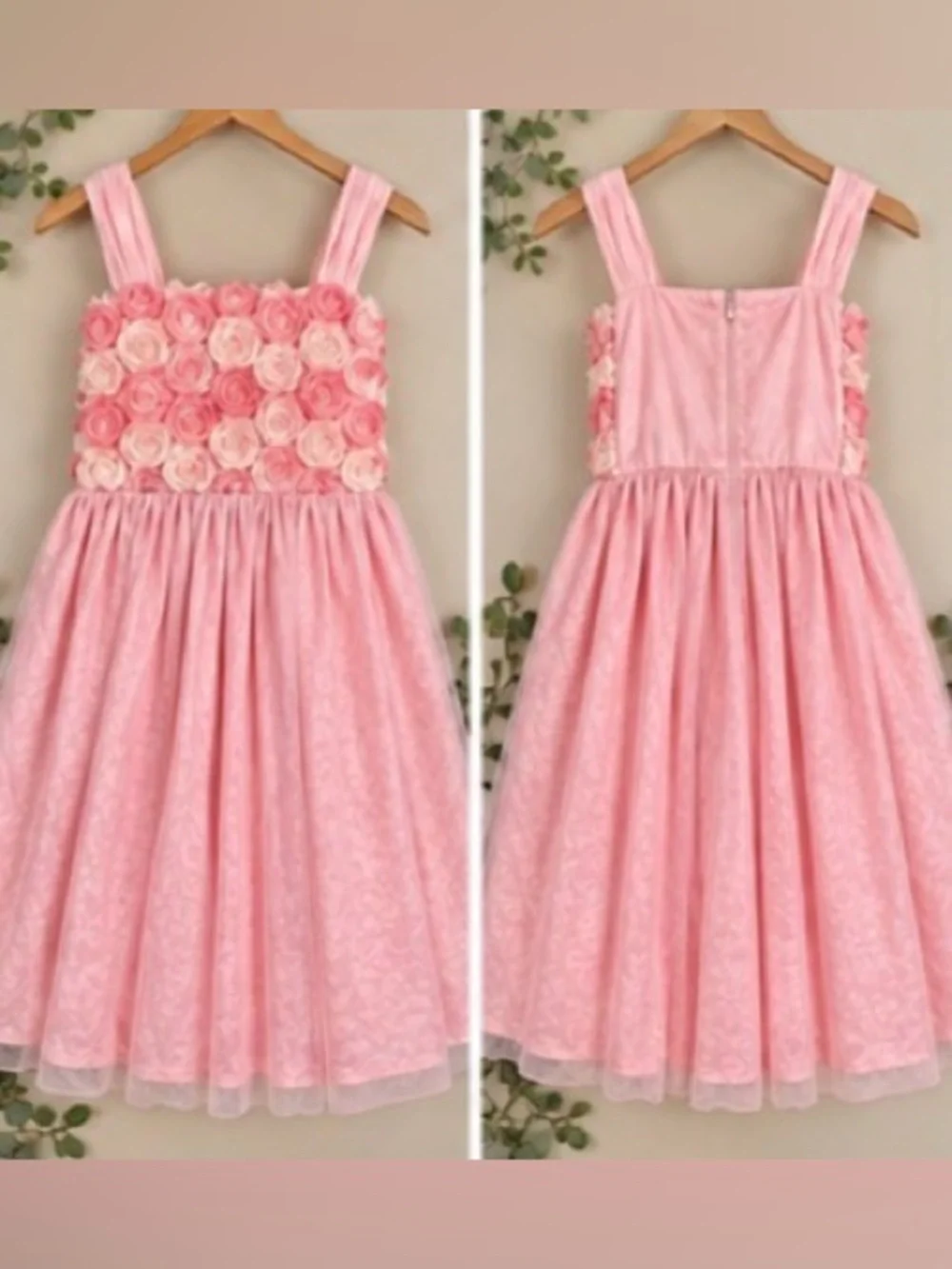 The Children's Place Pink Floral Rosette Tulle Party Dress